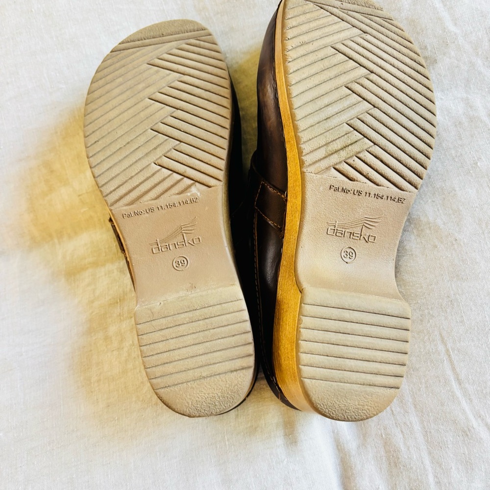 Dansko Brown Leather Clog Mules - Picture 6 of 10